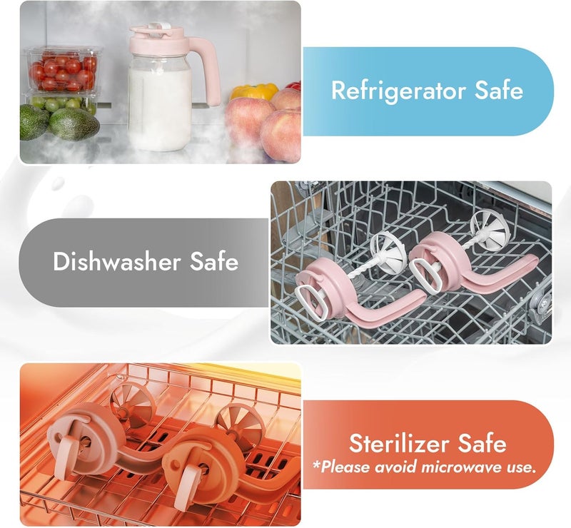 Papablic 32oz Wide Mouth Mason Jar Pour Spout Lid with Mixing Handle & Flip Locking Spout for Mixing Formula/Breastmilk/Protein Powder/Coffee, Pink - Image 4